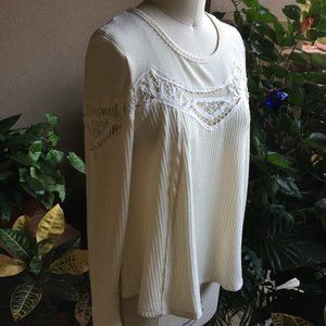Altar’d State Thermal Knit Top w/Lace Inset (NEW)